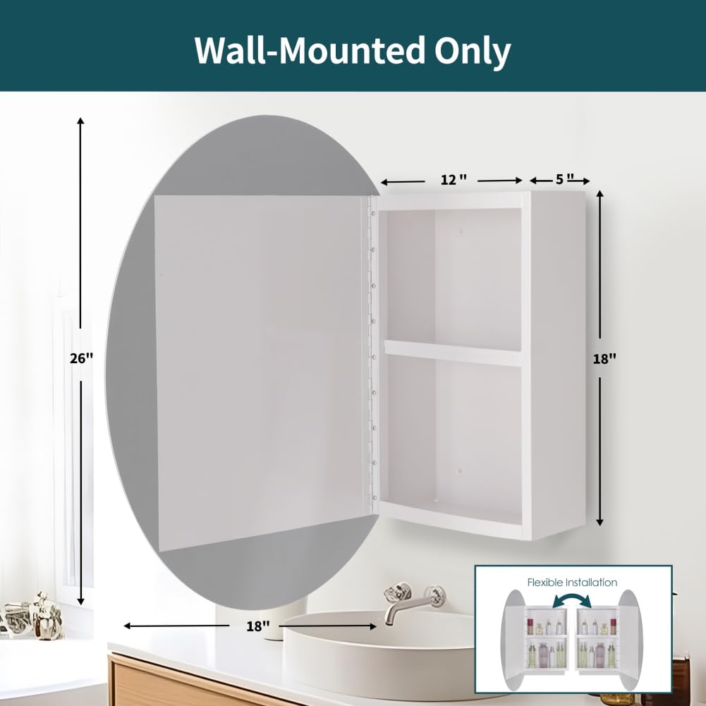 Movo Medicine Cabinet Mirror,black