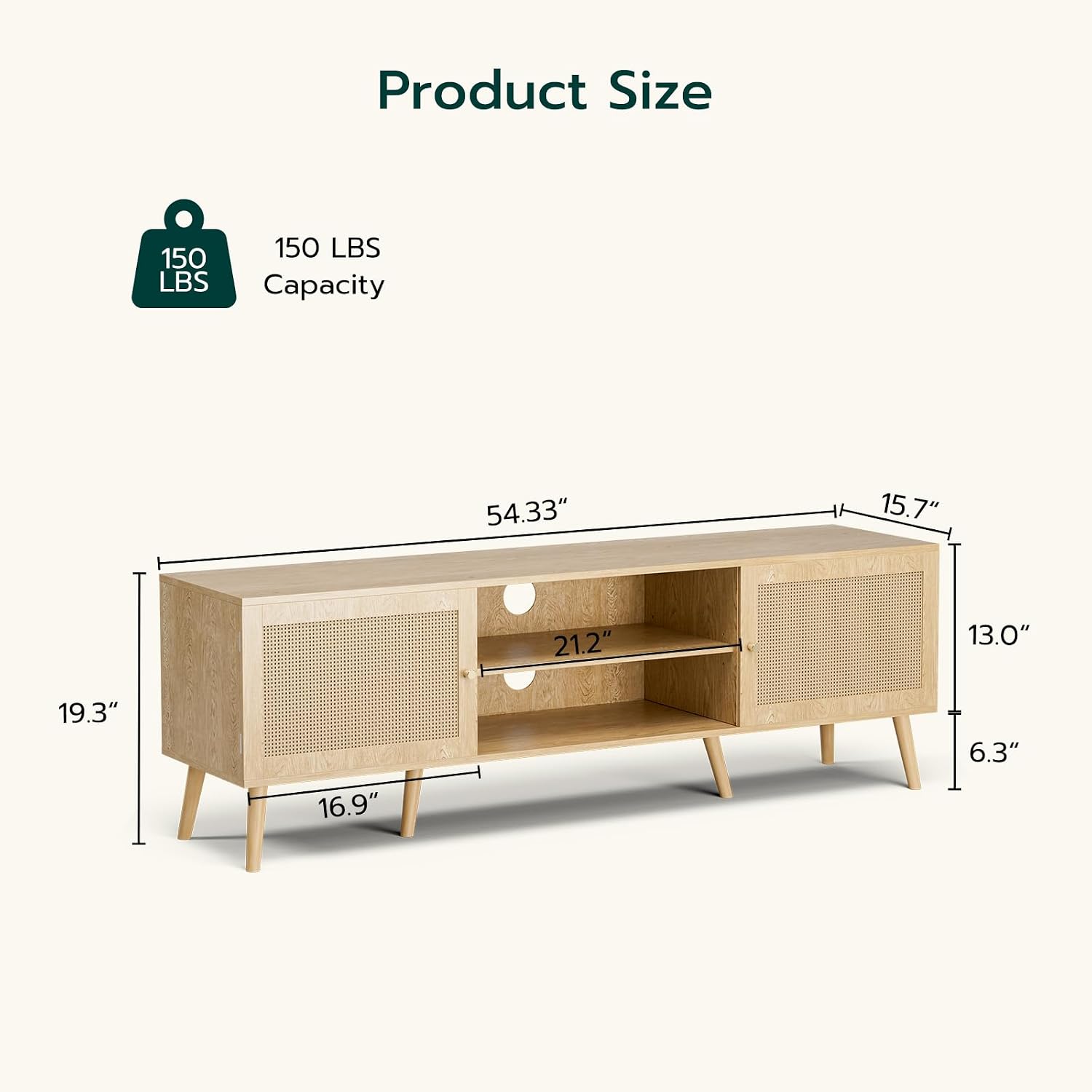 TV Stand Rattan Mid-century