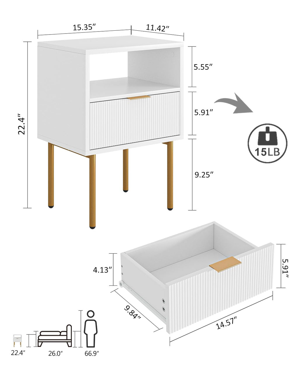 Masupu Nightstand Mid-century Bedside