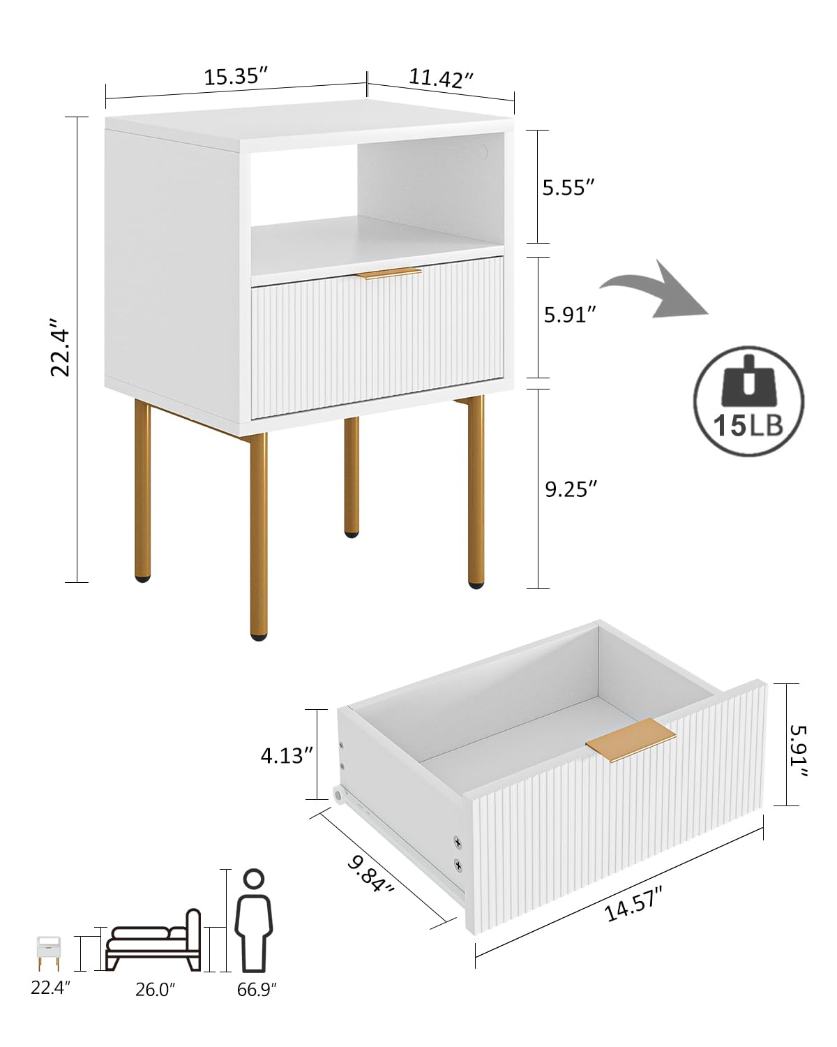 Masupu Nightstand Mid-century Bedside