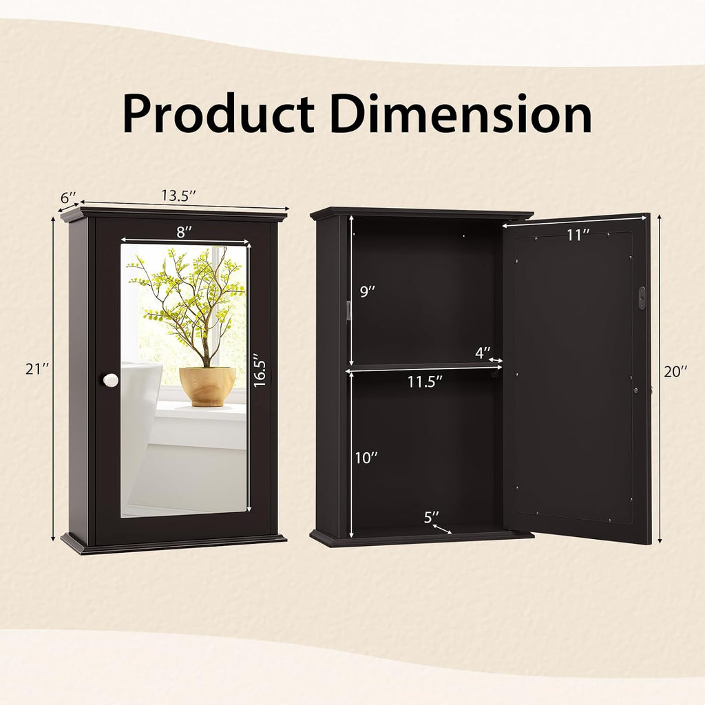 Tangkula Mirrored Cabinet Wall