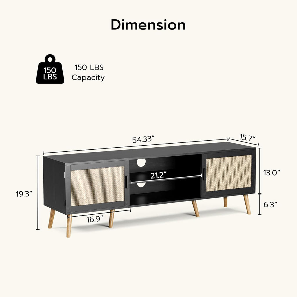 TV Stand Rattan Mid-century