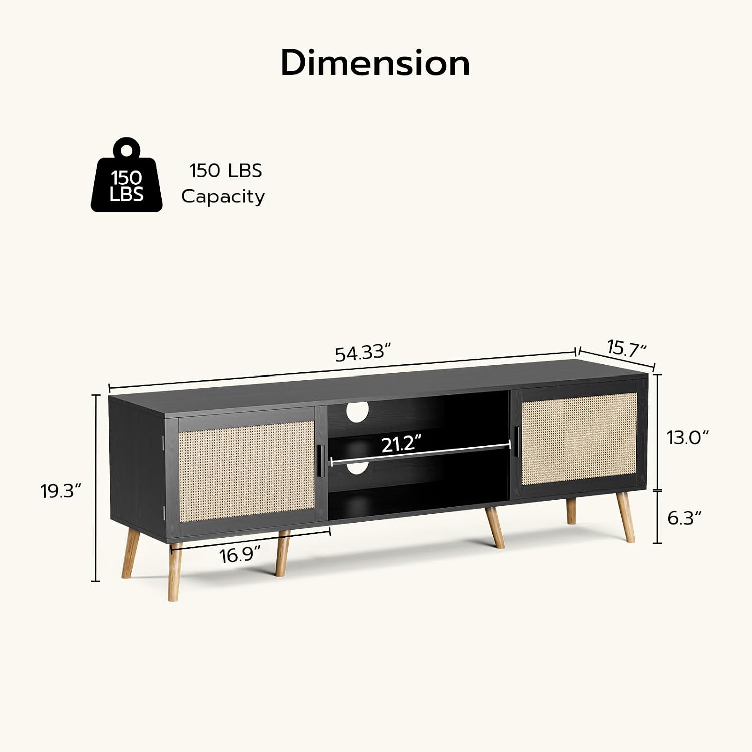 TV Stand Rattan Mid-century