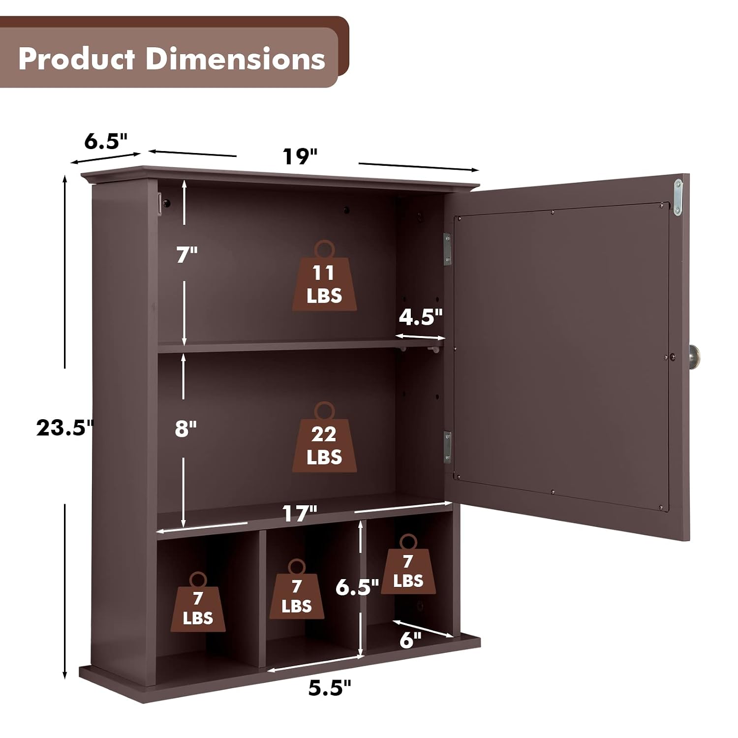 Tangkula Wall-mounted Cabinet Organizer