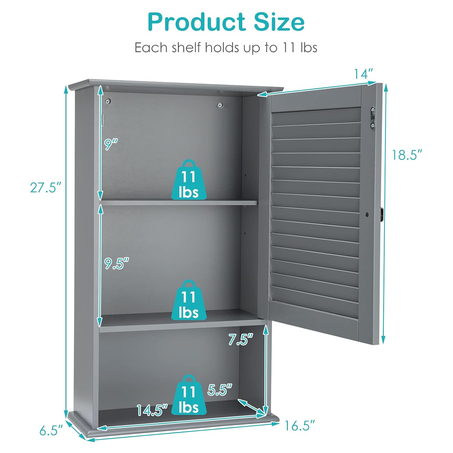 Costway Wall Cabinet Cupboard