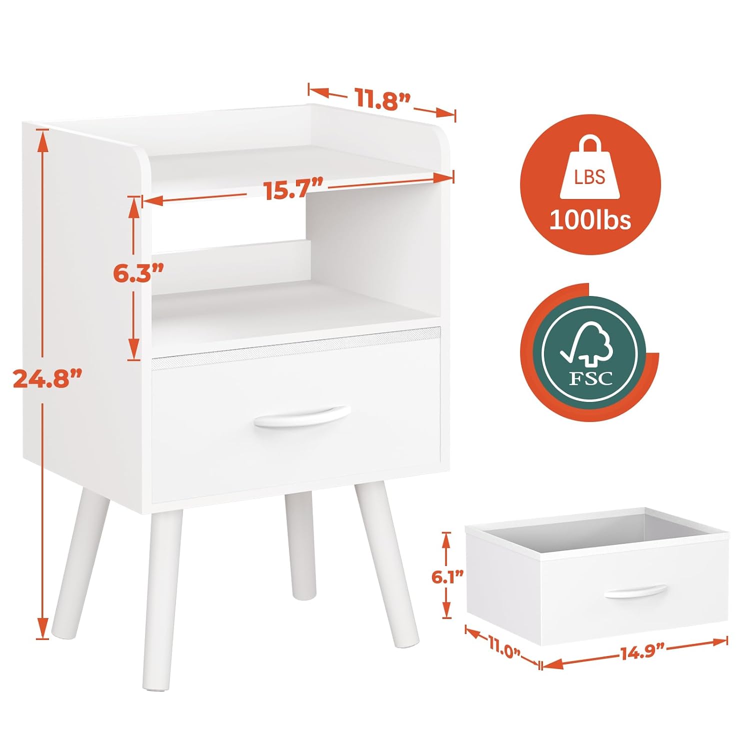 Yoobure Nightstand Bedside Tables