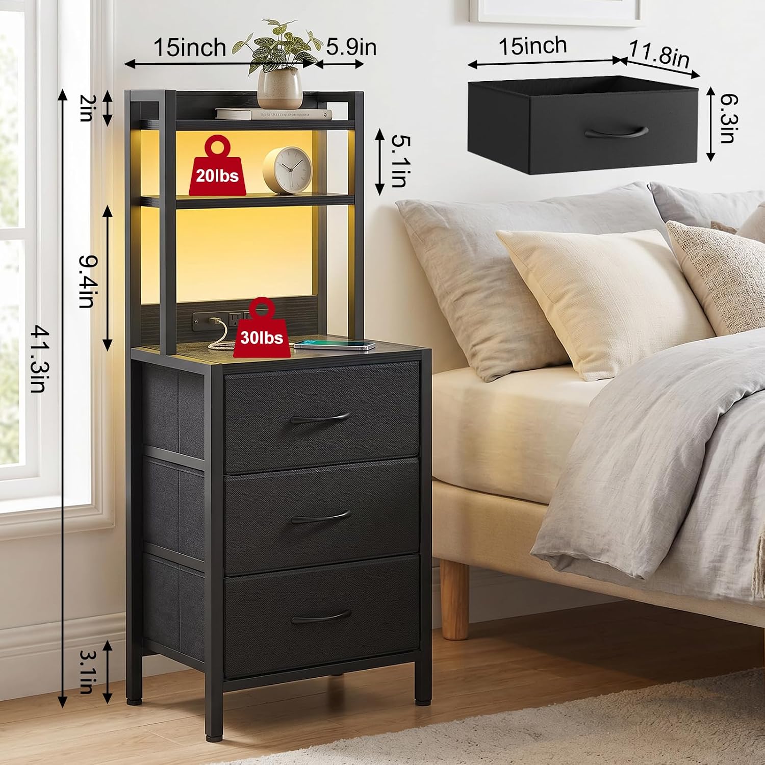 Nightstand Stand Socket Bedside