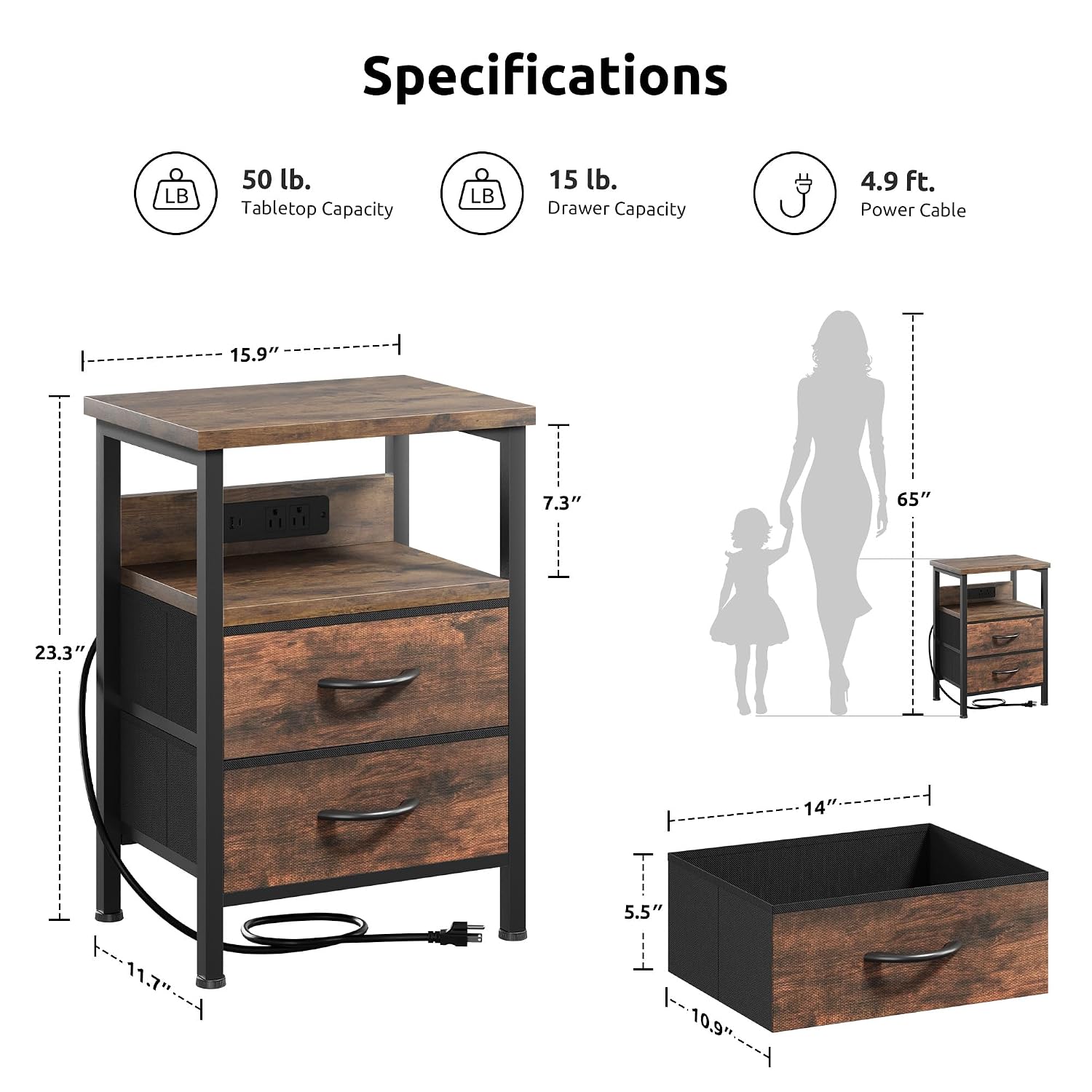 Nightstand Bedside Table Stand