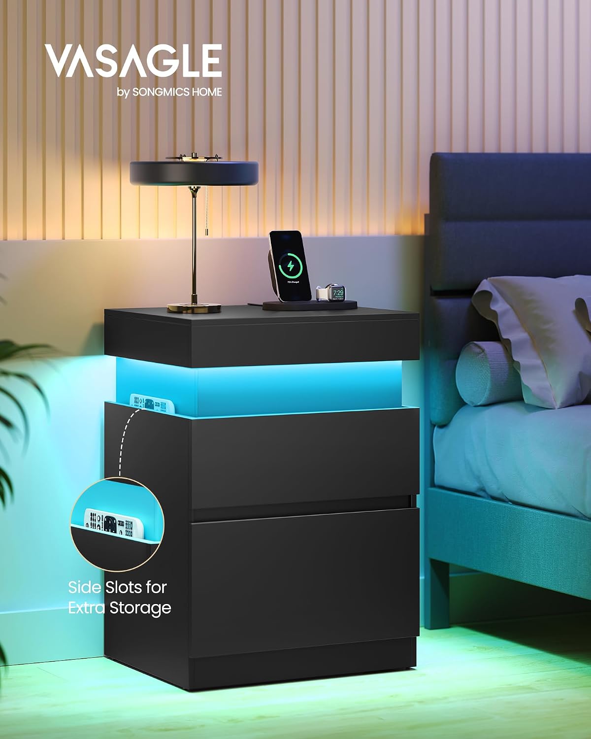 Nightstand Sliding Lid Bedside