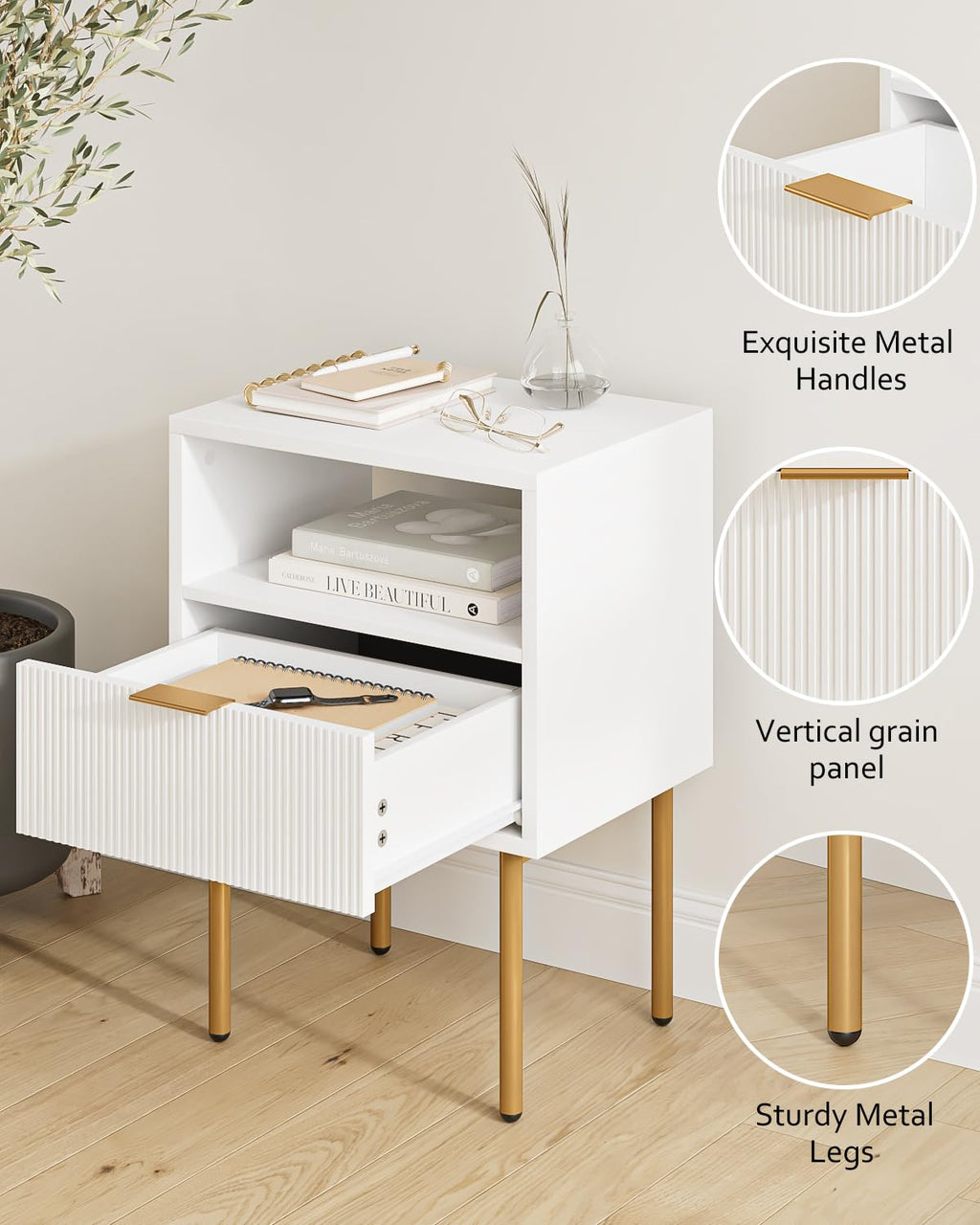 Masupu Nightstand Mid-century Bedside