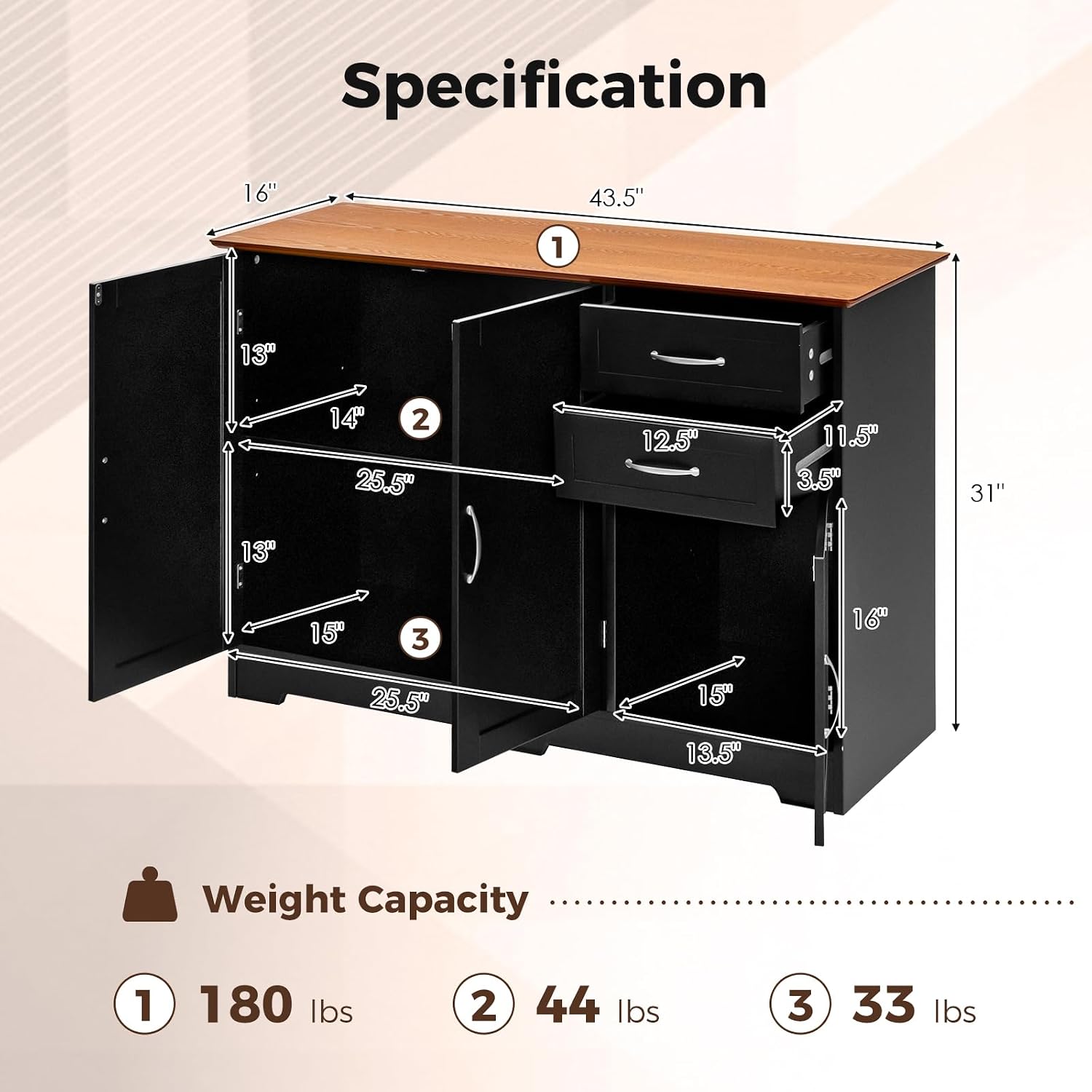 Costway Buffet Cabinet Sideboard