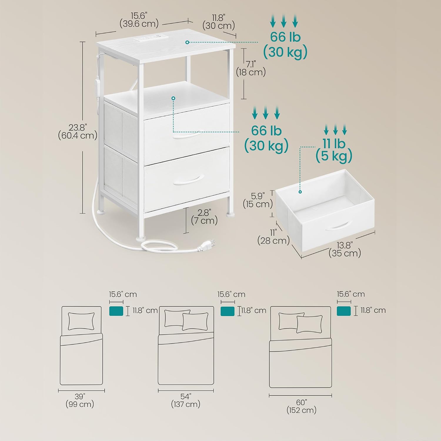 Songmics Bellah Nightstand App-controlled