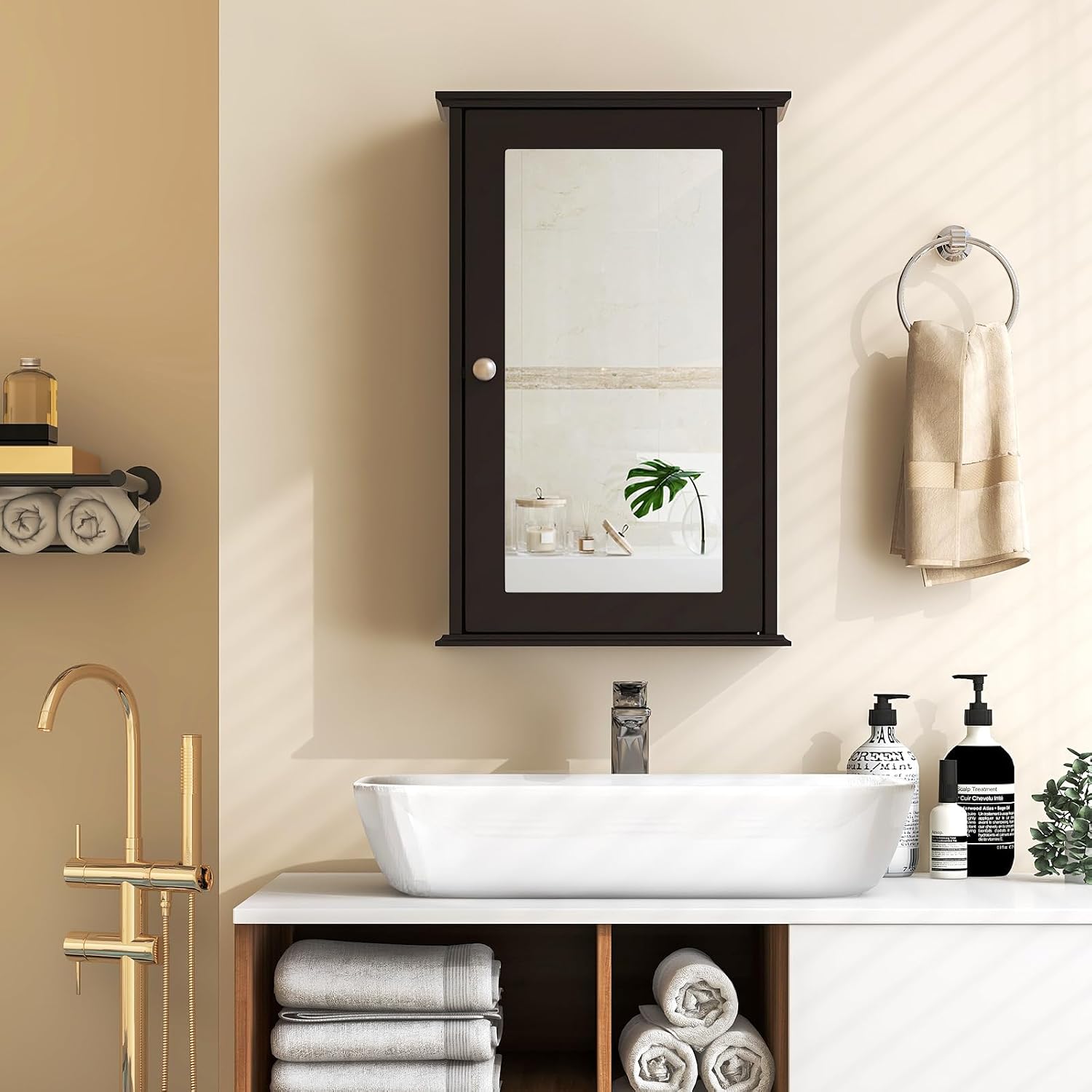 Tangkula Mirrored Cabinet Wall