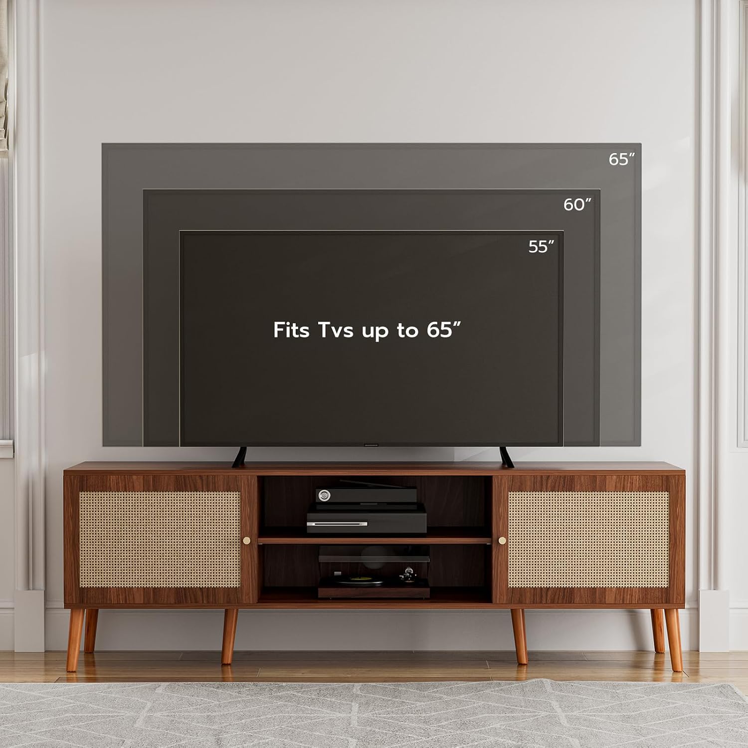 TV Stand Rattan Mid-century