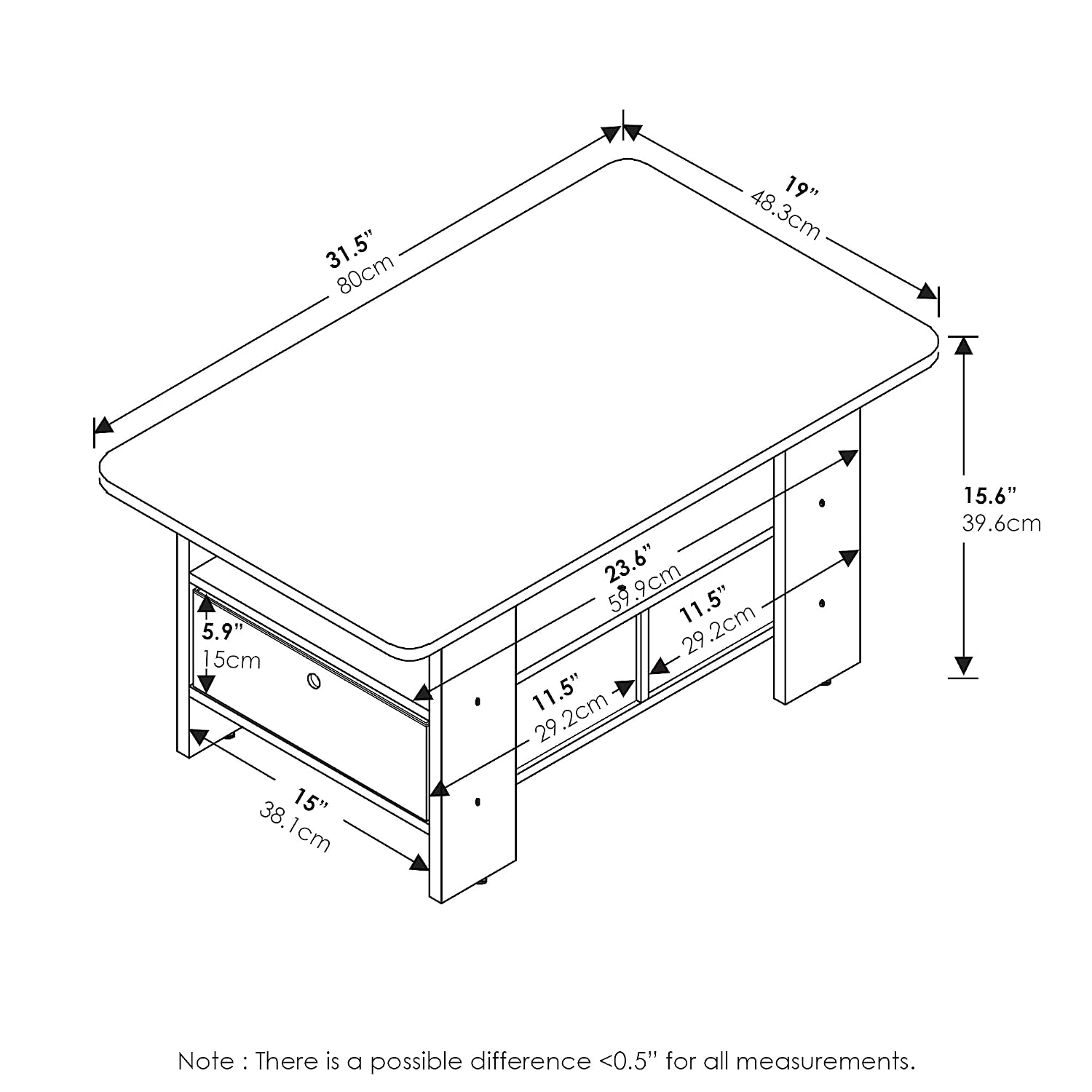 Andrey Coffee Table Bin