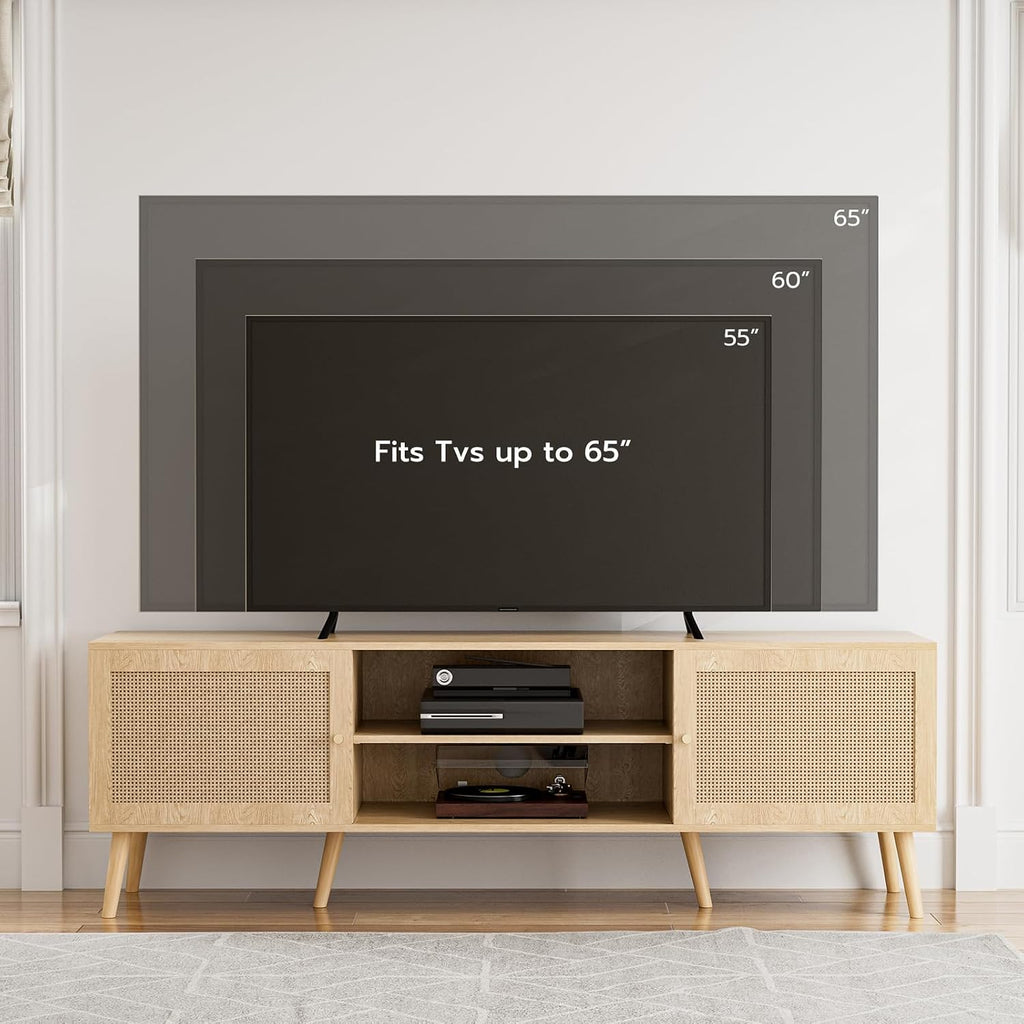 TV Stand Rattan Mid-century