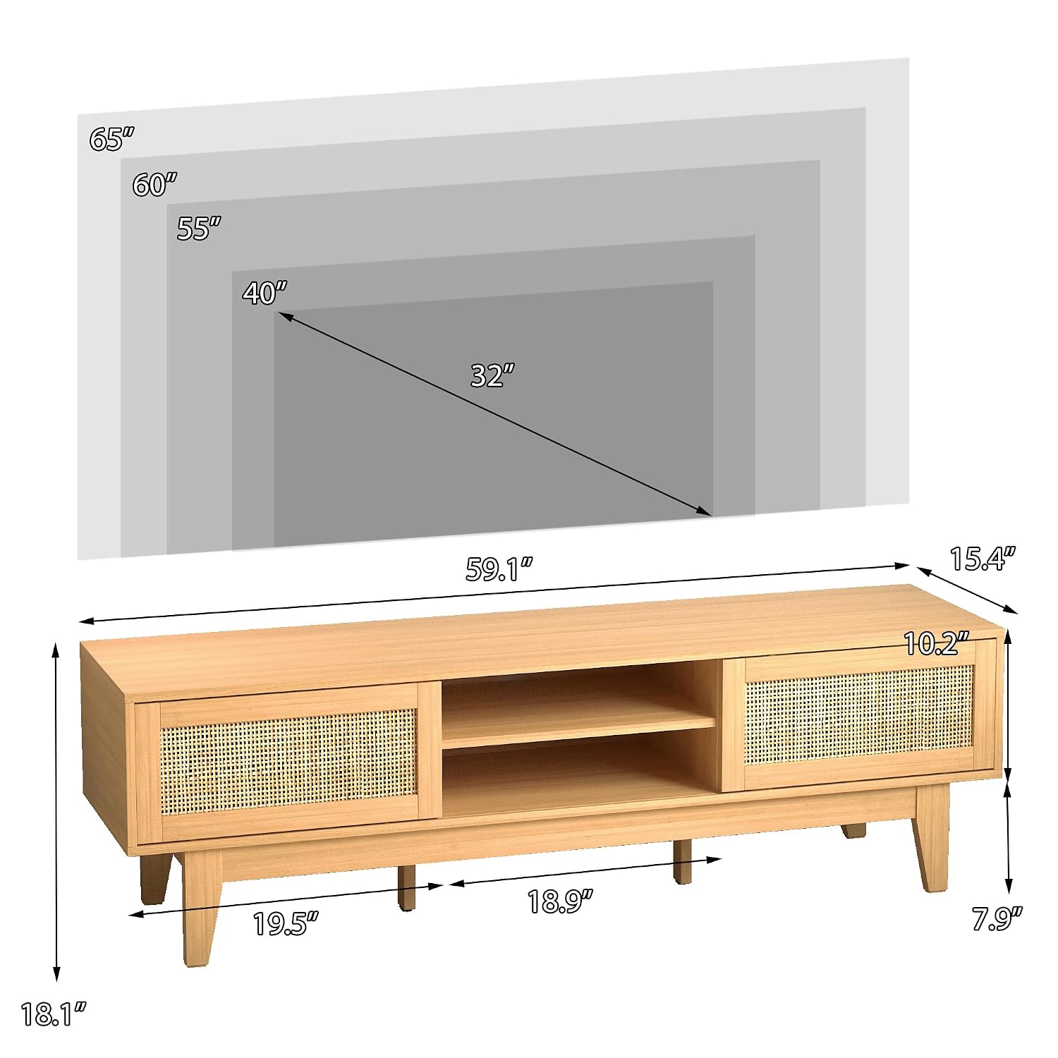 Boho TV Stand Rattan