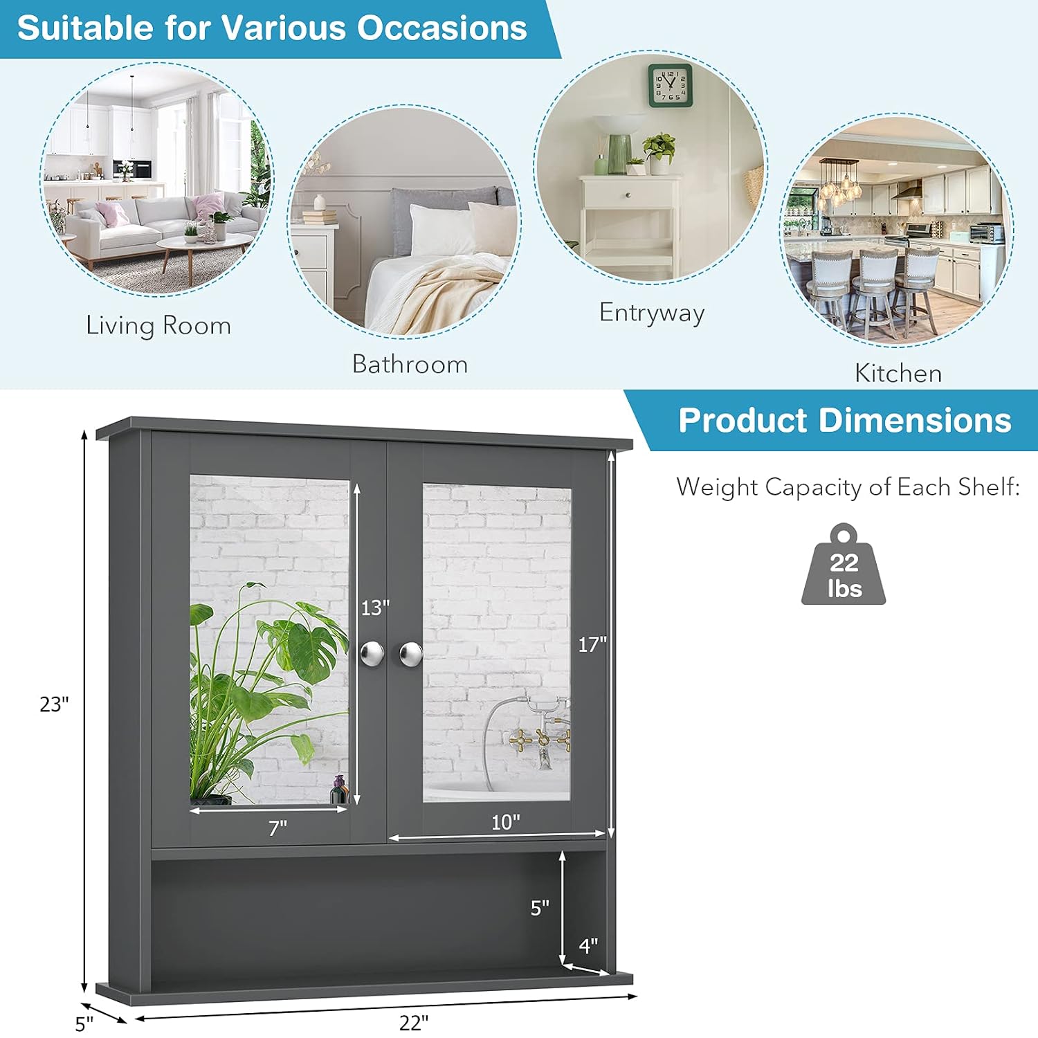 Dortala Mirrored Cabinet Wall