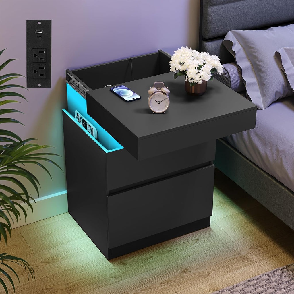 Nightstand Sliding Lid Bedside