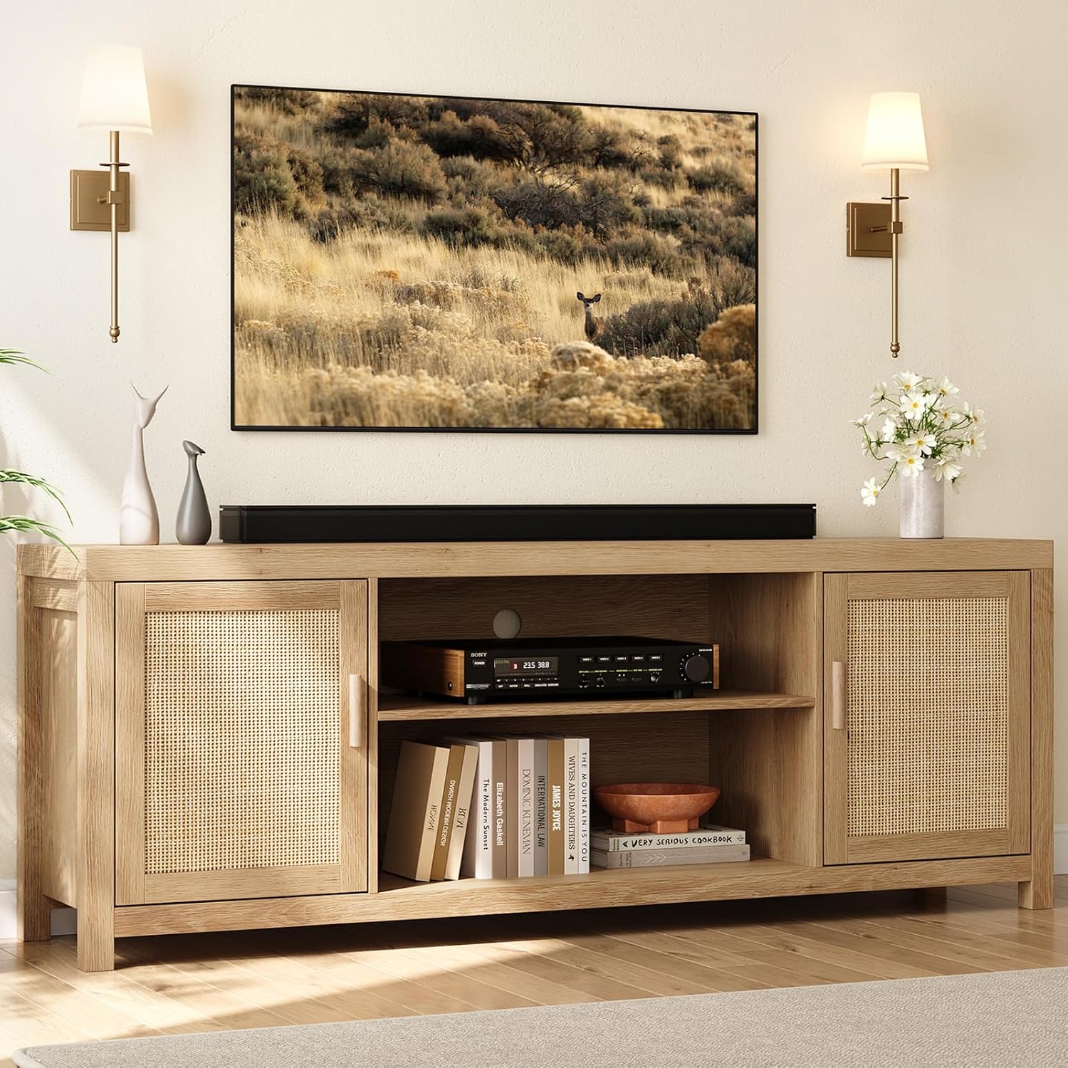 Rattan TV Stand Boho
