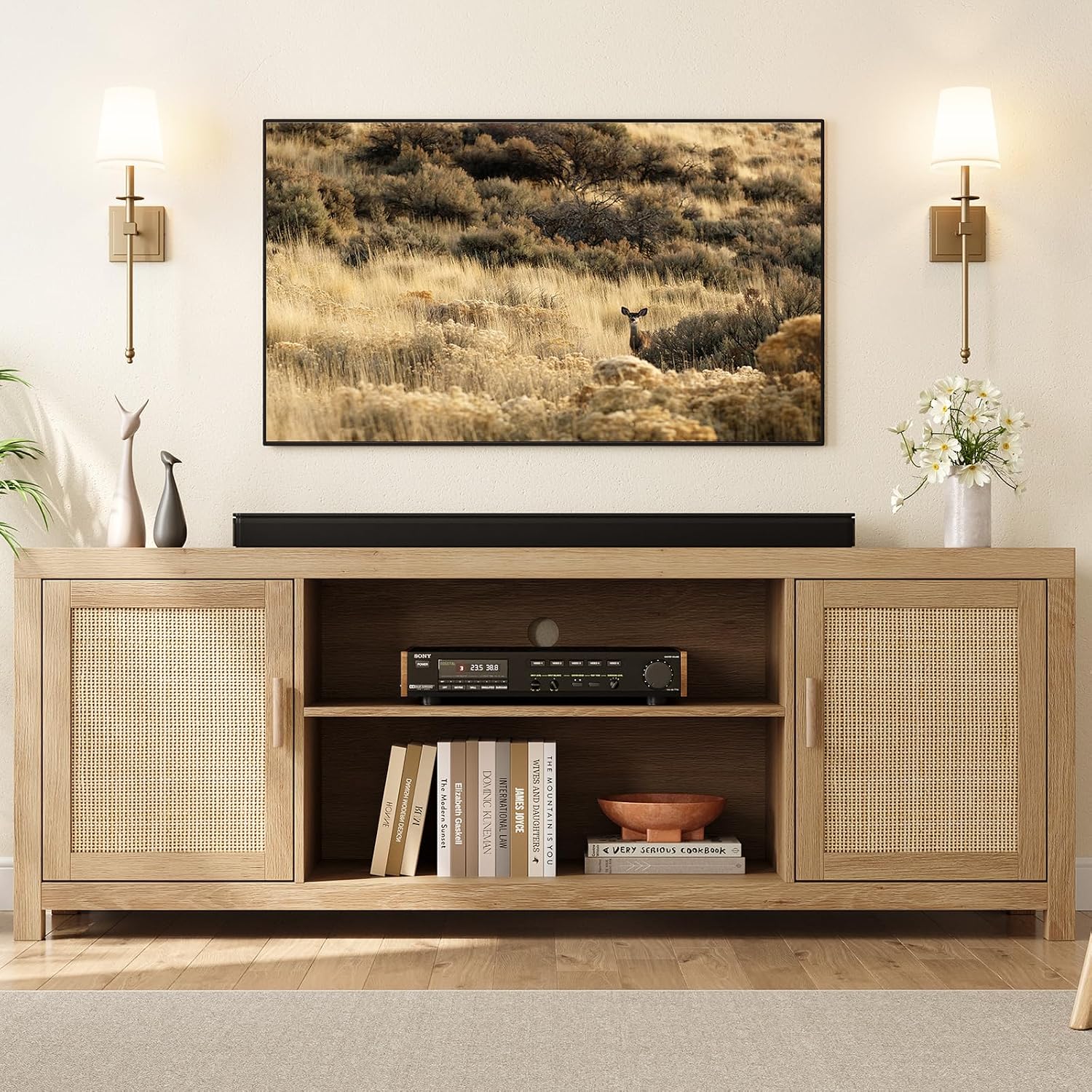 Rattan TV Stand Boho