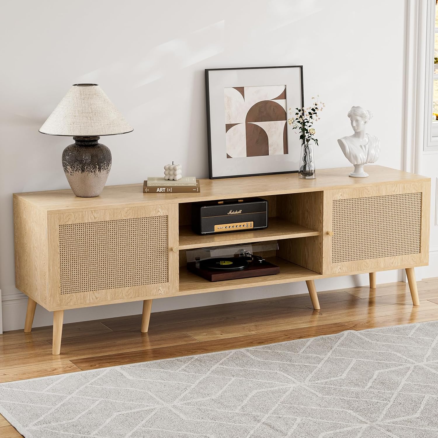 TV Stand Rattan Mid-century