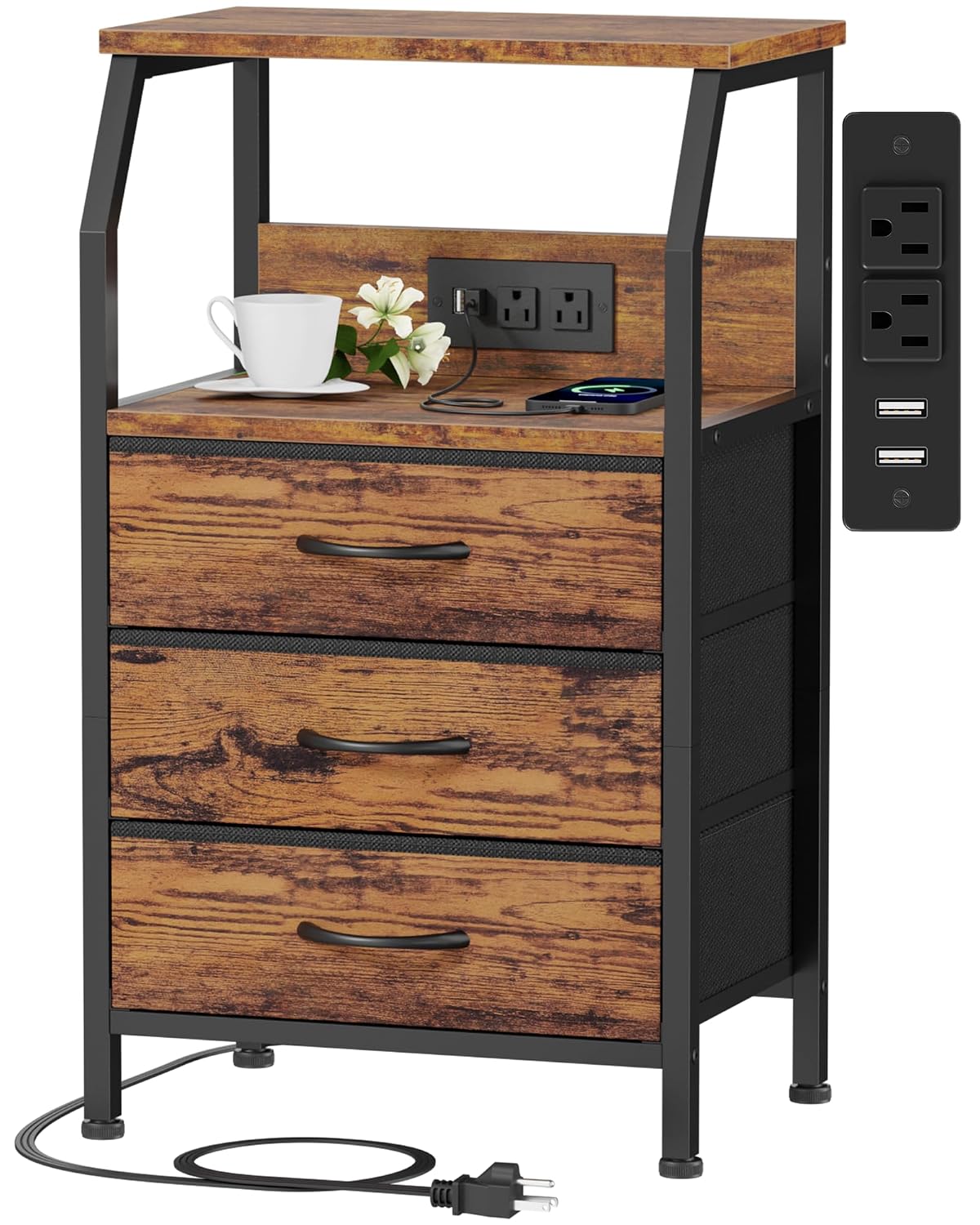 Furnulem Night Stand Bedside