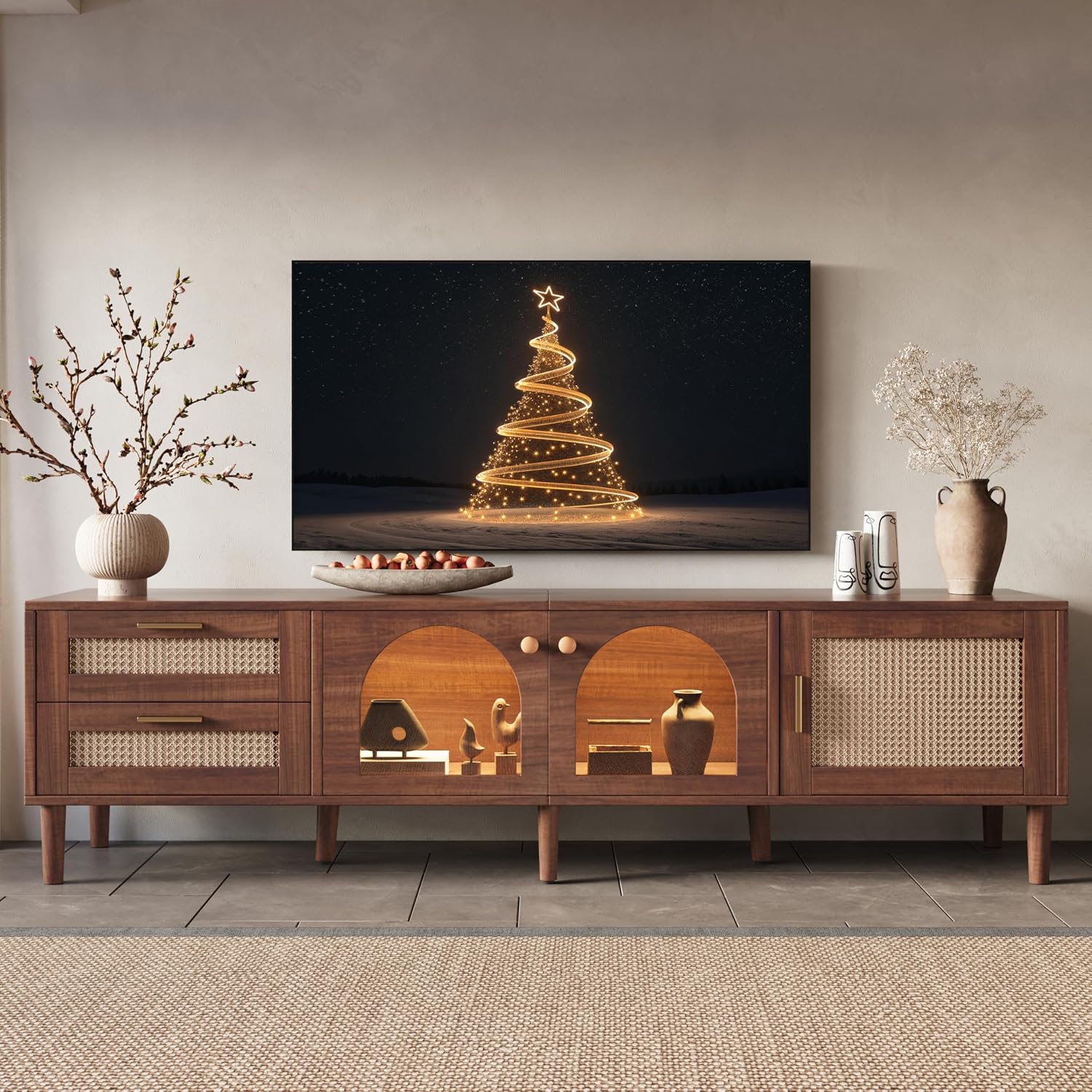 Merax Rattan TV Stand