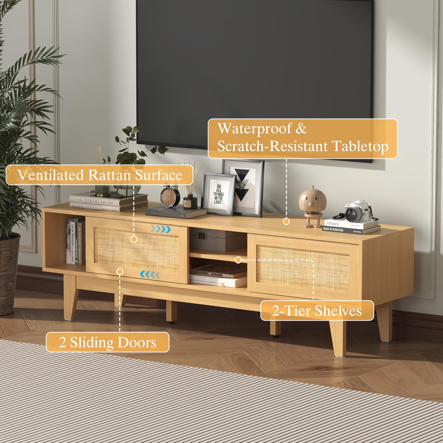 Rattan TV Stand Long