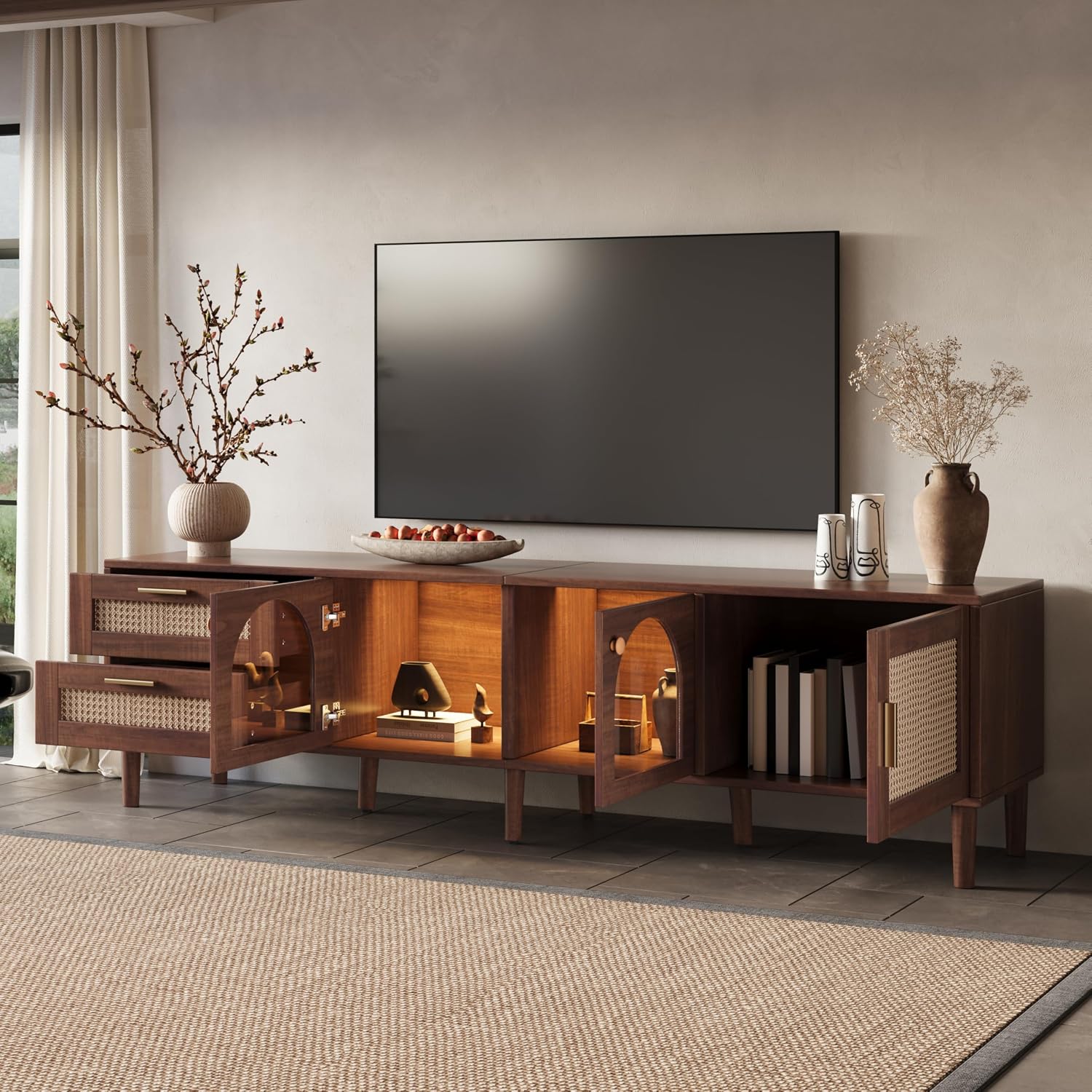 Merax Rattan TV Stand