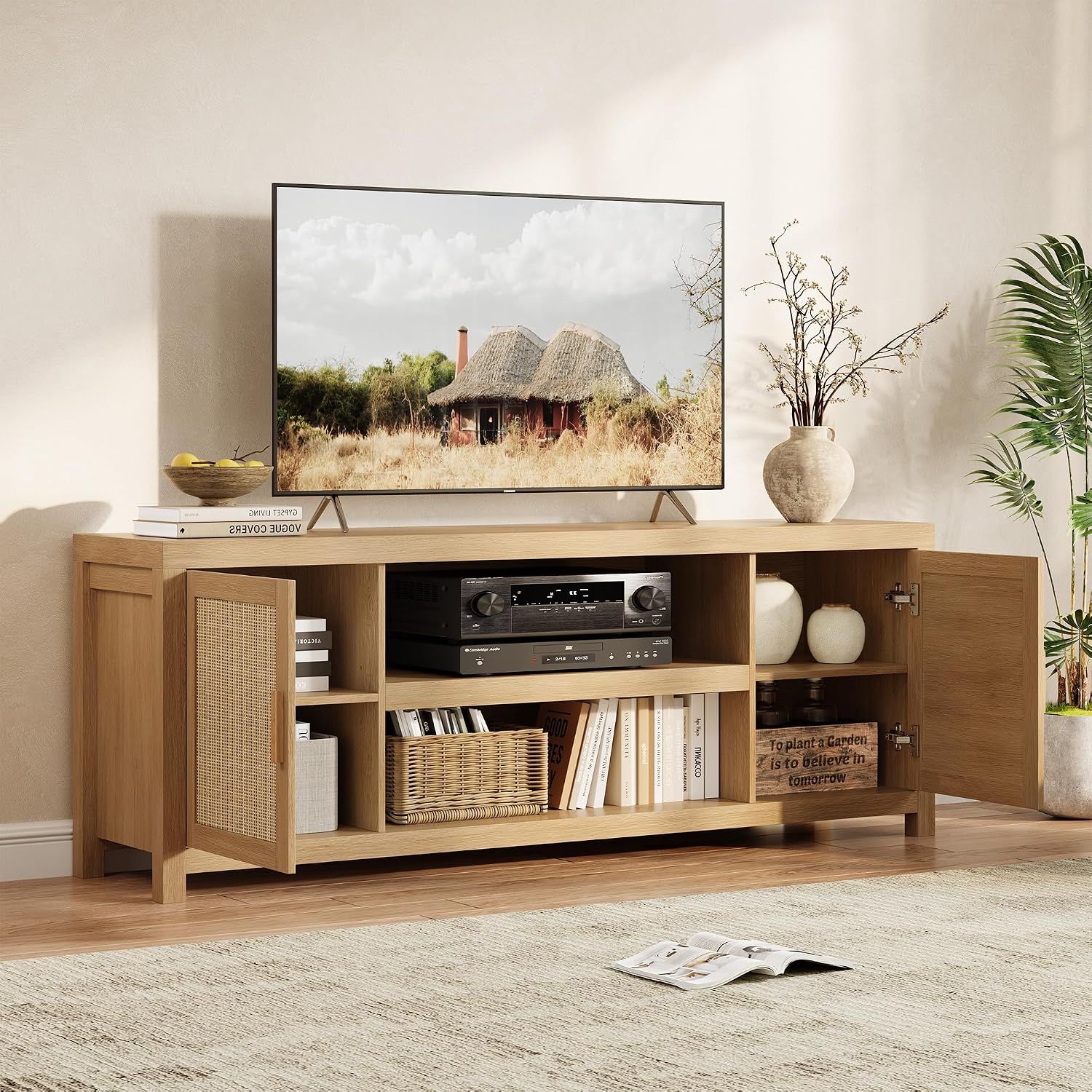Garvee Rattan TV Stand
