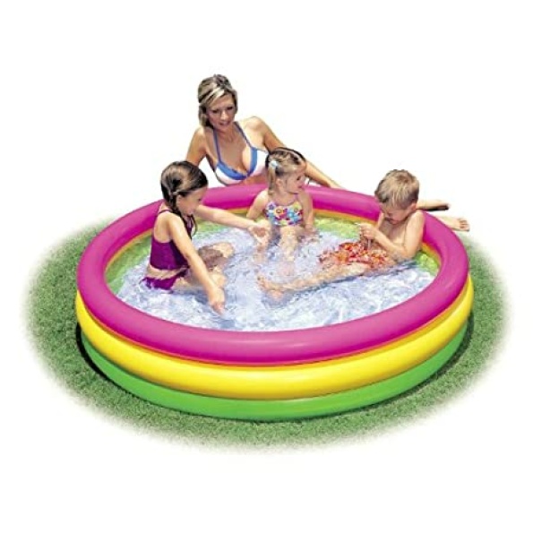 SUNSET GLOW BABY POOL, 3-Ring w/ Infl. Floor, Ages 1-3