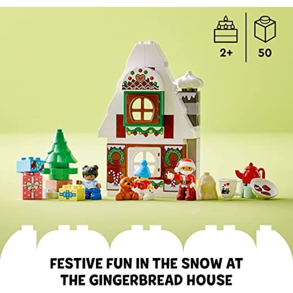 LEGO DUPLO Santa's Gingerbread House 10976 Toy with Santa Claus Figure, Stocking Filler Gift Idea for Toddlers, Girls and Boys Age 2 Plus - Image 2