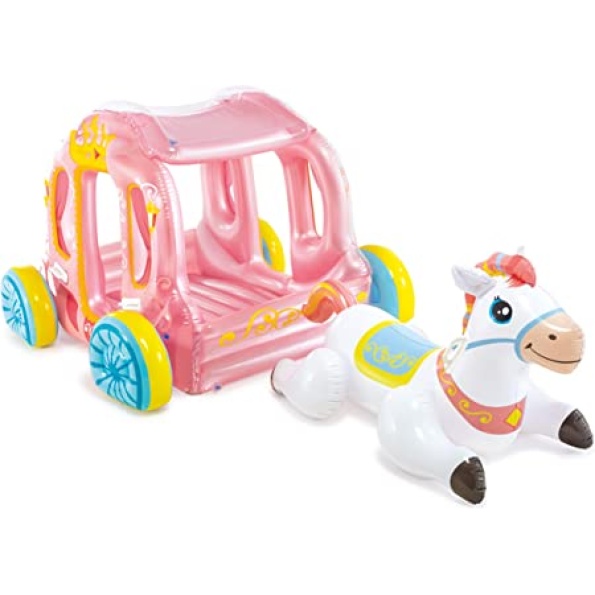 Pearlescent pink carriage with horse