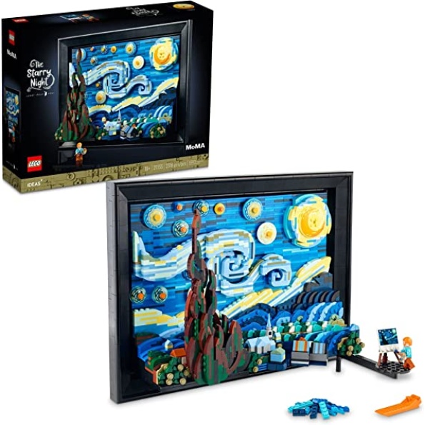 LEGO Ideas Vincent Van Gogh - The Starry Night 21333, Unique 3D Wall Art Home Décor Piece with Artist Minifigure, Creative Crafts Set for Adults