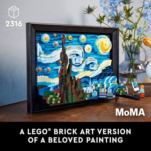 LEGO Ideas Vincent Van Gogh - The Starry Night 21333, Unique 3D Wall Art Home Décor Piece with Artist Minifigure, Creative Crafts Set for Adults - Image 2