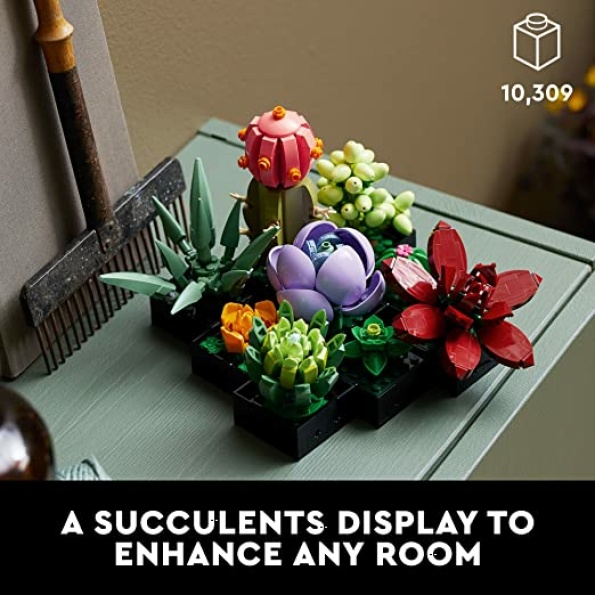 LEGO Icons Succulents 10309 Artificial Plants Set for Adults, Home Decor, Birthday, Creative Housewarming Gifts, Botanical Collection, Flower Bouquet Kit - Image 2