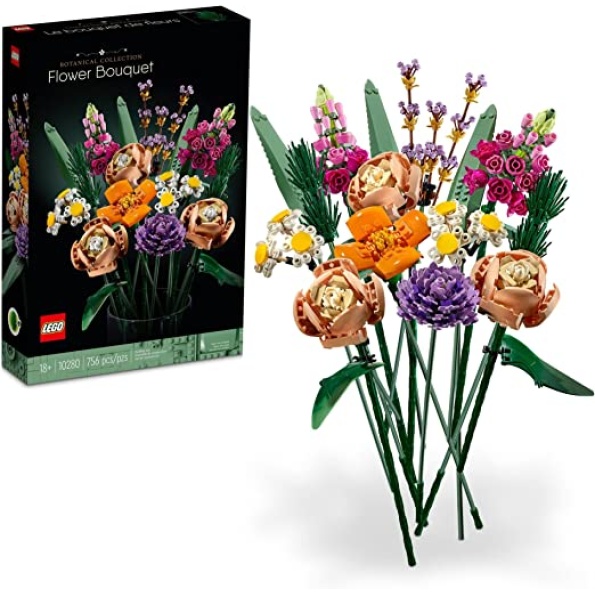 LEGO Icons Flower Bouquet 10280 Artificial Flowers, Set for Adults, Decorative Home Accessories, Mother's Day Gift, Gift for Her and Him, Botanical Collection