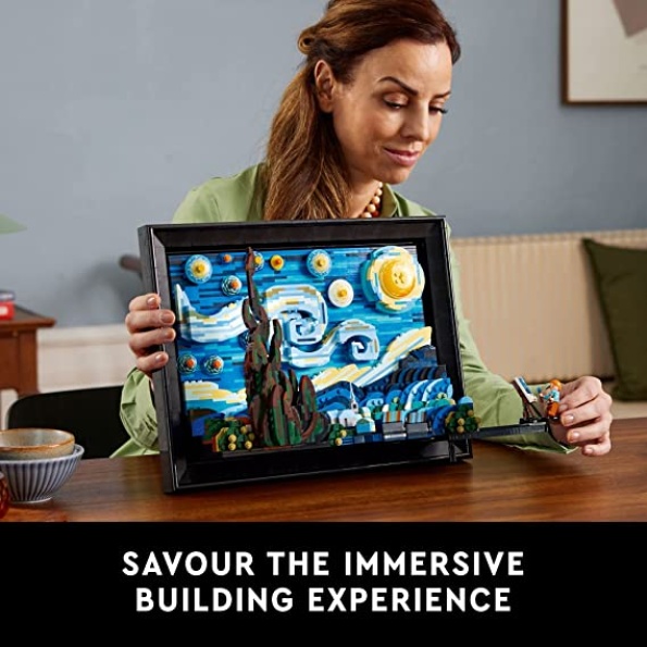 LEGO Ideas Vincent Van Gogh - The Starry Night 21333, Unique 3D Wall Art Home Décor Piece with Artist Minifigure, Creative Crafts Set for Adults - Image 6