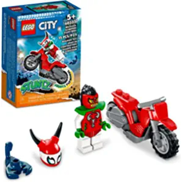 LEGO City Stuntz Reckless Scorpion Stunt Bike Set 60332 with Flywheel-Powered Toy Motorcycle and Racer Minifigure, Small Gift for Kids Aged 5 Plus