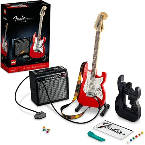 LEGO Ideas Fender Stratocaster 21329 DIY Guitar Model Building Set for Music Lovers, Complete with 65 Princeton Reverb Amplifier & Authentic Accessories, to Rock This Father's Day