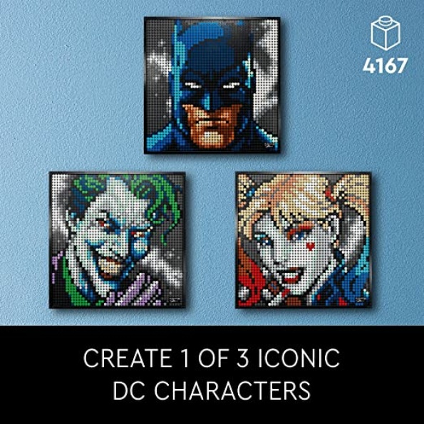 LEGO Art Jim Lee Batman Collection 31205 Canvas Wall Decor with The Joker or Harley Quinn, Crafts Xmas Gift Idea for Him, Her, Men, Women, DIY Poster, Big Set for Adults, - Image 3