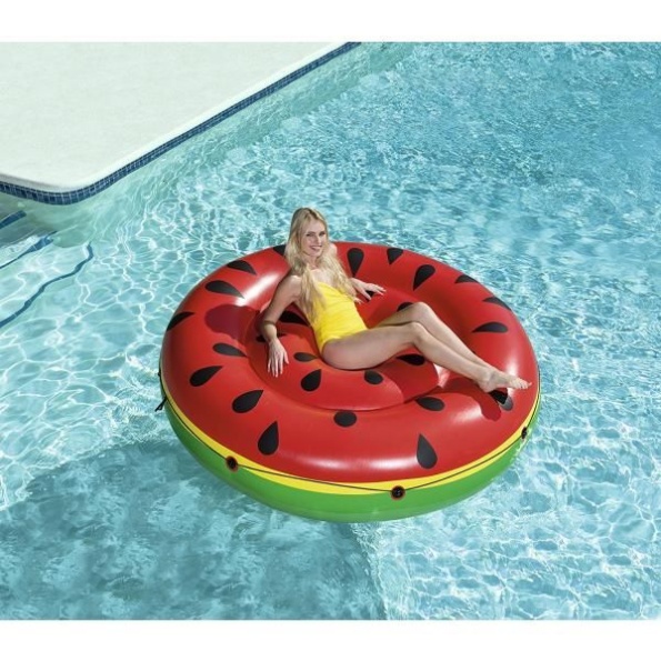 Watermelon round large inflatable mattress with rope 188cm - Image 2